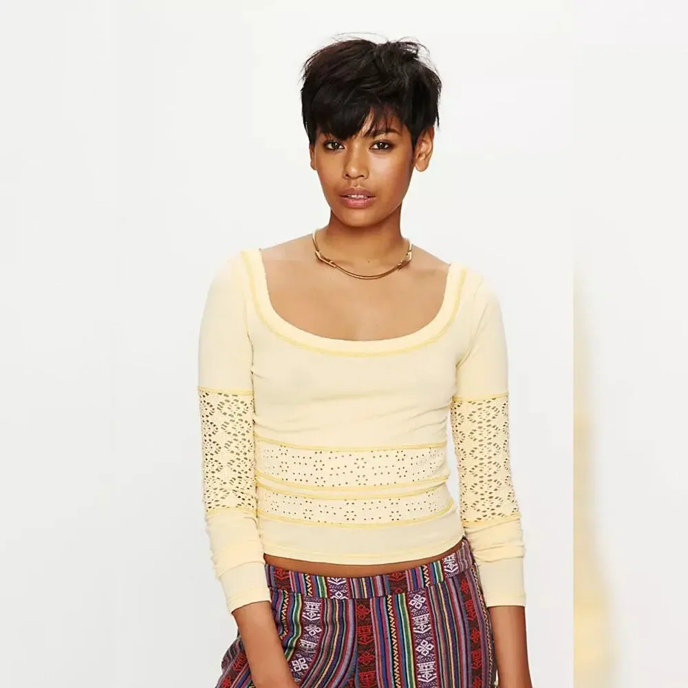 We The Free - Free People Girlie Greaser Top - Maize - Medium